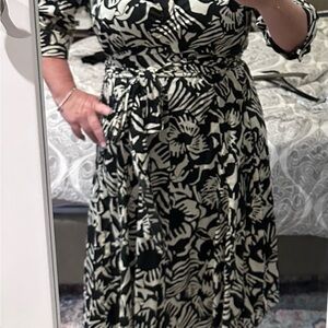 Lane Bryant Black and Cream Floral Dress